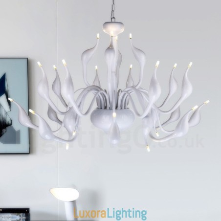 Designer Touch Decorative 24 Lights Modern Swan Chandelier Light G4 White Plating