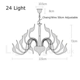 Designer Touch Decorative 24 Lights Modern Swan Chandelier Light G4 White Plating