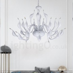 Designer Touch Decorative 24 Lights Modern Swan Chandelier Light G4 White Plating