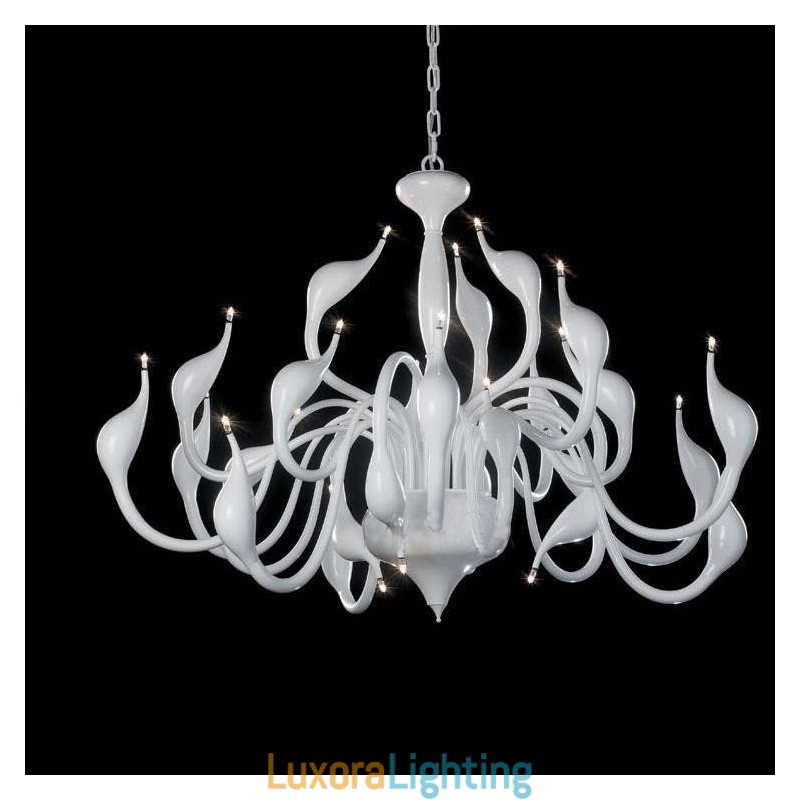 Designer Touch Decorative 24 Lights Modern Swan Chandelier Light G4 White Plating