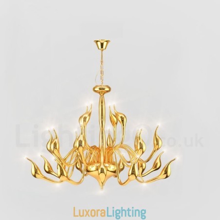 Designer Touch Decorative 24 Lights Modern Swan Chandelier Light G4 Gold Plating