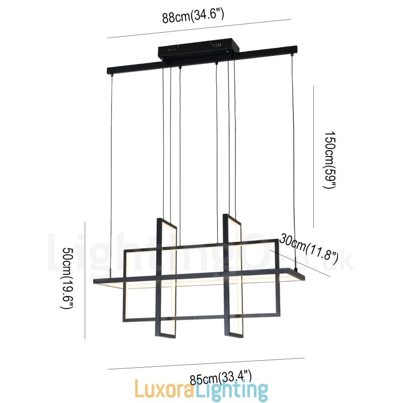 Designer Touch Decorative Dimmable Pendant Light Modern Design Four Rectangles