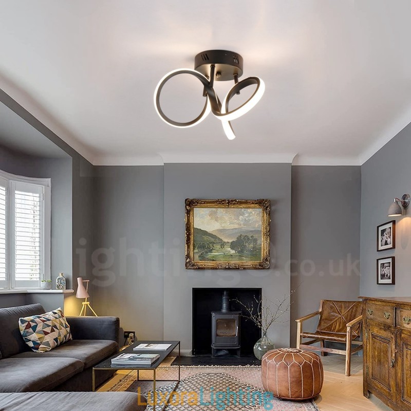 Designer Touch Decorative Triac Switch Dimmable Black Modern Contemporary Nordic Style Flush Mount Round Ceiling Light