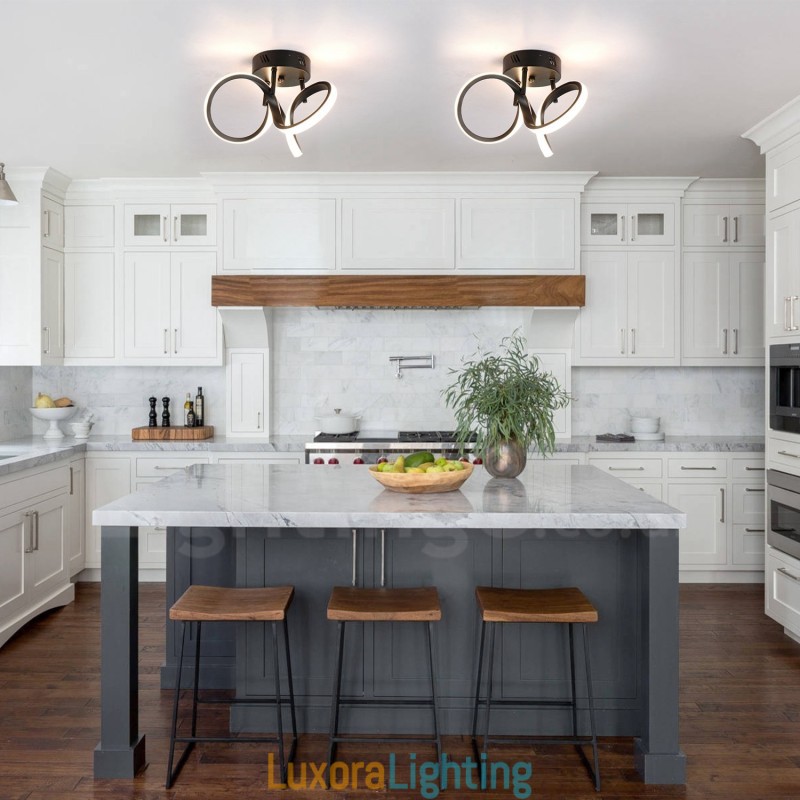 Designer Touch Decorative Triac Switch Dimmable Black Modern Contemporary Nordic Style Flush Mount Round Ceiling Light