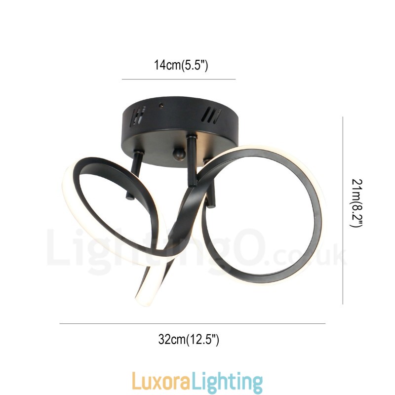 Designer Touch Decorative Triac Switch Dimmable Black Modern Contemporary Nordic Style Flush Mount Round Ceiling Light