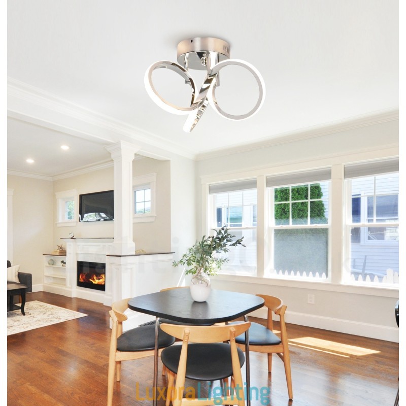 Designer Touch Decorative Triac Switch Dimmable Chrome Modern Contemporary Nordic Style Flush Mount Round Ceiling Light