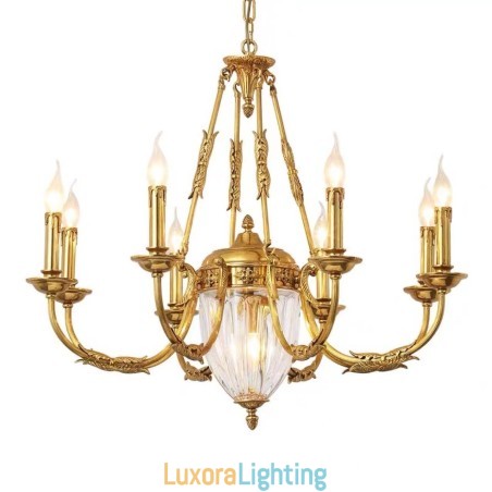 Designer Touch Decorative Luxury French All Copper Crystal Chandelier Lamp Dining luminaire Chandelier