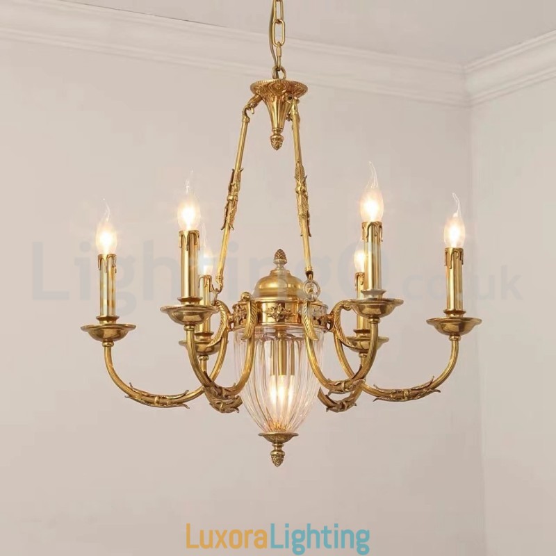 Designer Touch Decorative Luxury French All Copper Crystal Chandelier Lamp Dining luminaire Chandelier