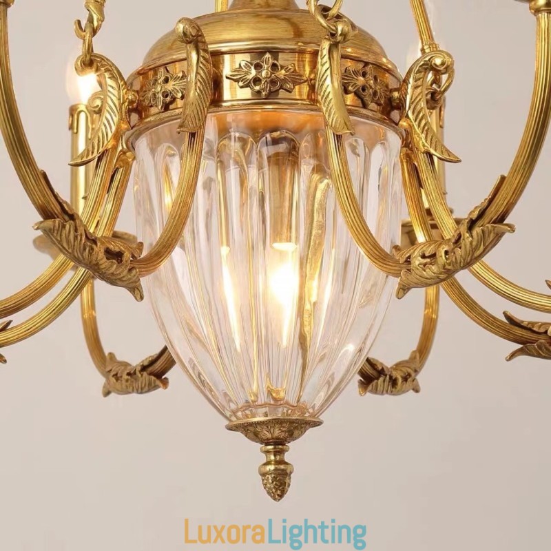 Designer Touch Decorative Luxury French All Copper Crystal Chandelier Lamp Dining luminaire Chandelier