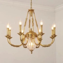 Designer Touch Decorative Luxury French All Copper Crystal Chandelier Lamp Dining luminaire Chandelier