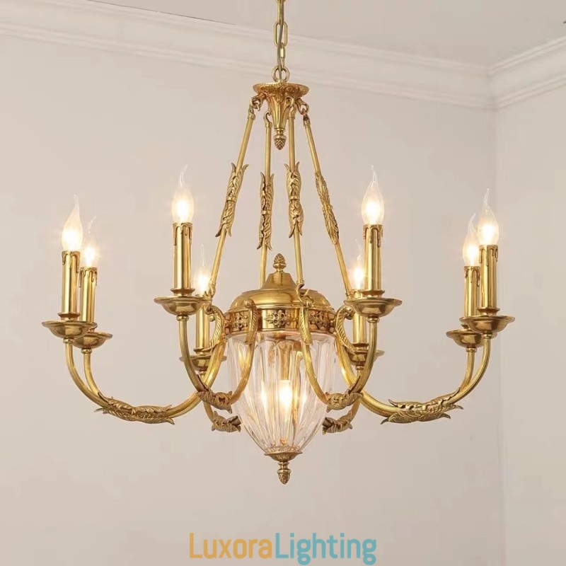 Designer Touch Decorative Luxury French All Copper Crystal Chandelier Lamp Dining luminaire Chandelier
