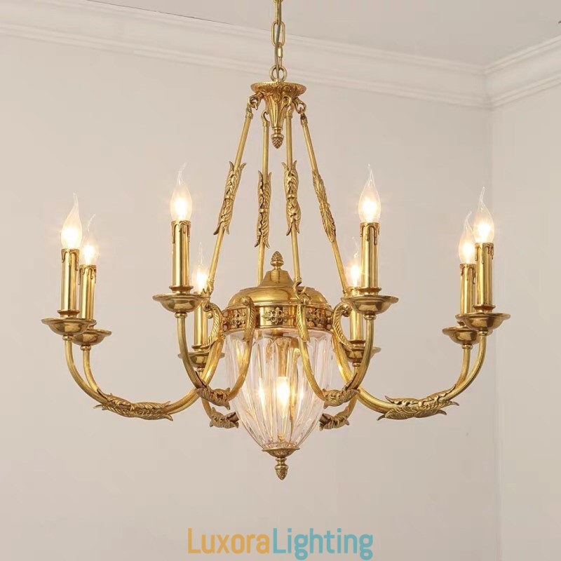 Designer Touch Decorative Luxury French All Copper Crystal Chandelier Lamp Dining luminaire Chandelier