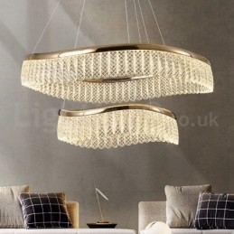 Designer Touch Decorative Square Crystal Pendant Light 1 2 Rings K9 Crystal Indoor Ceiling Luminaire