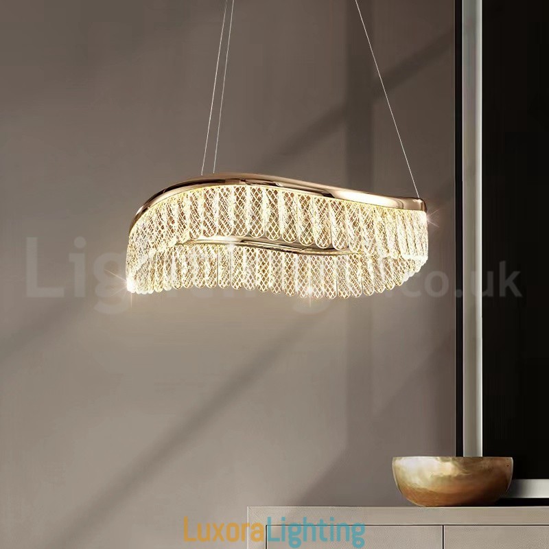 Designer Touch Decorative Square Crystal Pendant Light 1 2 Rings K9 Crystal Indoor Ceiling Luminaire