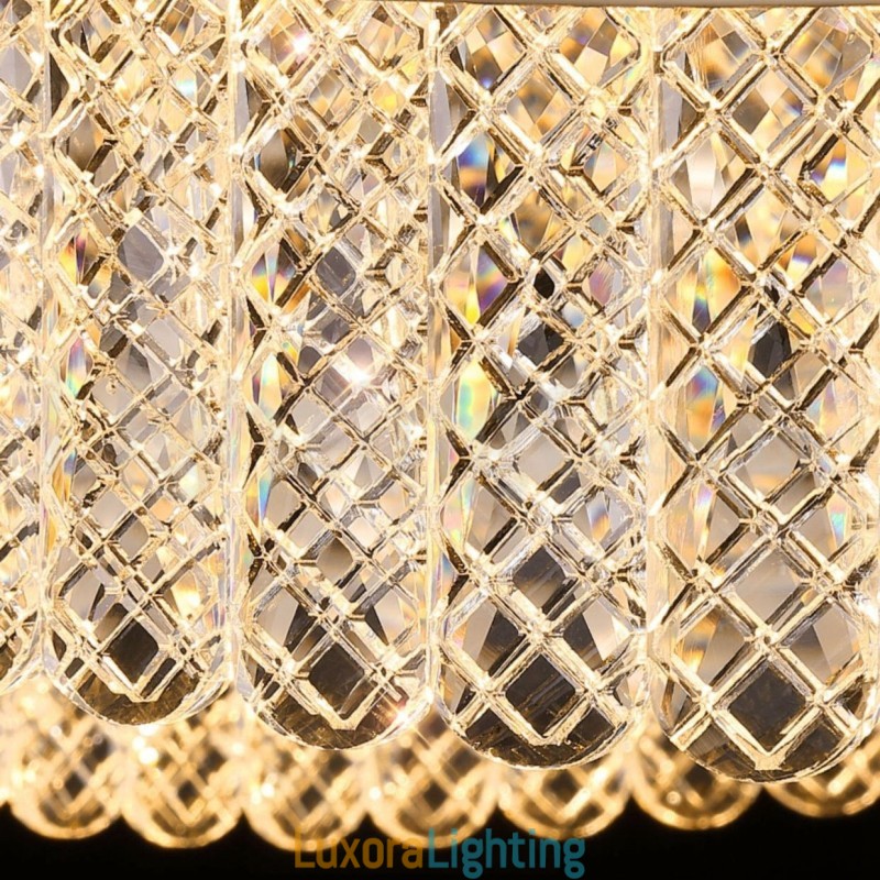 Designer Touch Decorative Square Crystal Pendant Light 1 2 Rings K9 Crystal Indoor Ceiling Luminaire