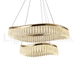 Designer Touch Decorative Square Crystal Pendant Light 1 2 Rings K9 Crystal Indoor Ceiling Luminaire