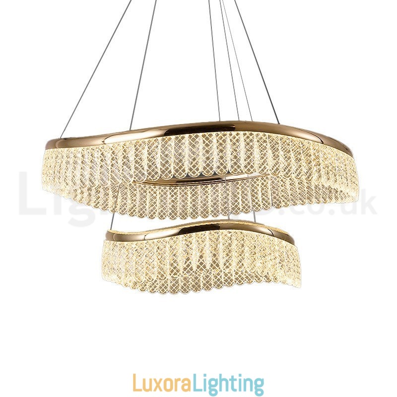 Designer Touch Decorative Square Crystal Pendant Light 1 2 Rings K9 Crystal Indoor Ceiling Luminaire