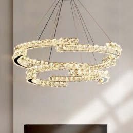 Designer Touch Decorative Round Crystal Pendant Light Luxury K9 Crystal Indoor Ceiling Luminaire