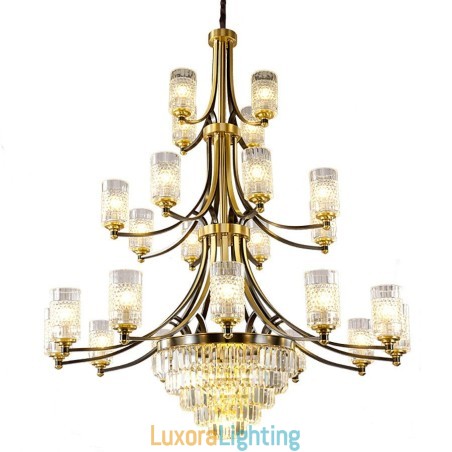 Designer Touch Decorative Big Luxury Copper Crystal Chandelier for 12+8+4 Light Holder