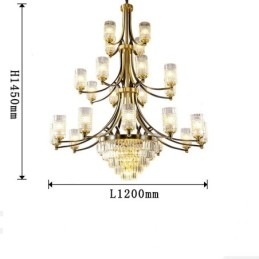 Designer Touch Decorative Big Luxury Copper Crystal Chandelier for 12+8+4 Light Holder