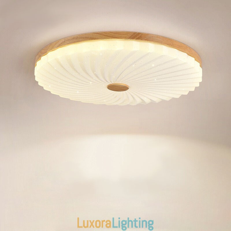 Designer Touch Decorative Nordic Round Simple Modern Solid Wood Flush Mounted Ceiling Light