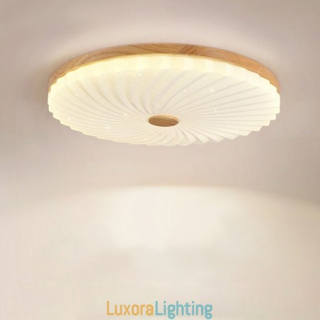 Designer Touch Decorative Nordic Round Simple Modern Solid Wood Flush Mounted Ceiling Light