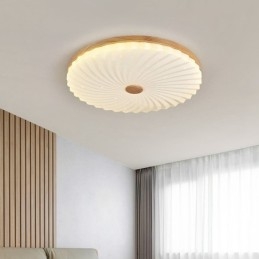Designer Touch Decorative Nordic Round Simple Modern Solid Wood Flush Mounted Ceiling Light