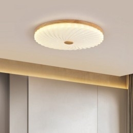 Designer Touch Decorative Nordic Round Simple Modern Solid Wood Flush Mounted Ceiling Light