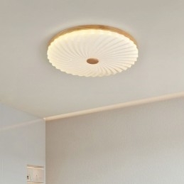 Designer Touch Decorative Nordic Round Simple Modern Solid Wood Flush Mounted Ceiling Light