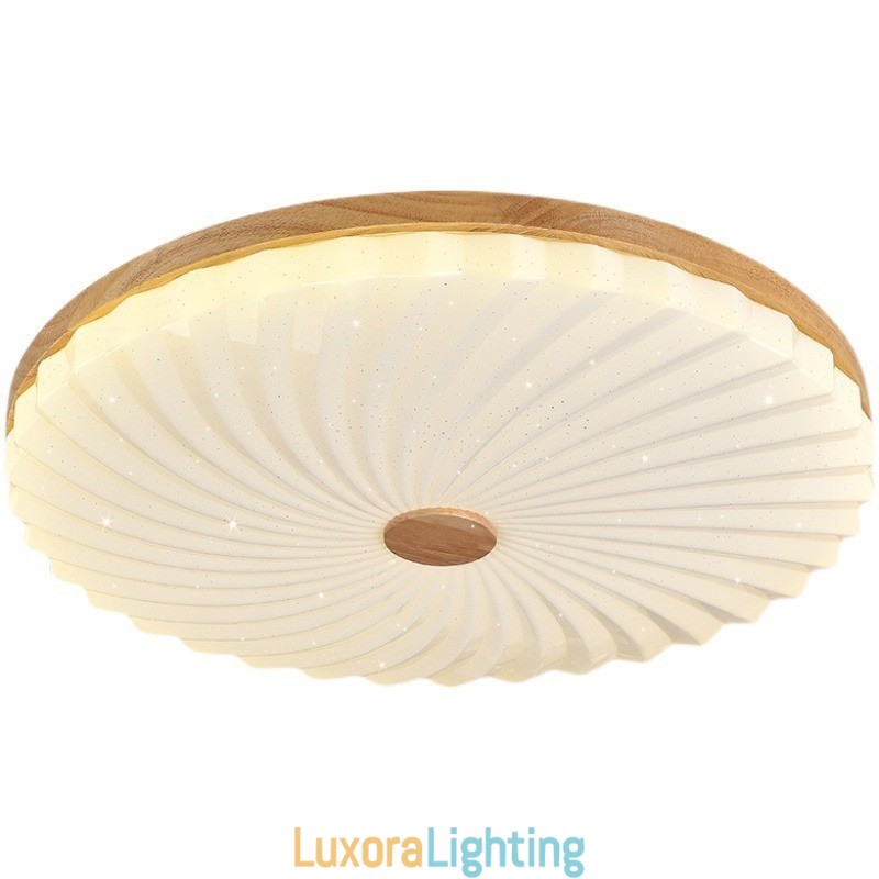 Designer Touch Decorative Nordic Round Simple Modern Solid Wood Flush Mounted Ceiling Light