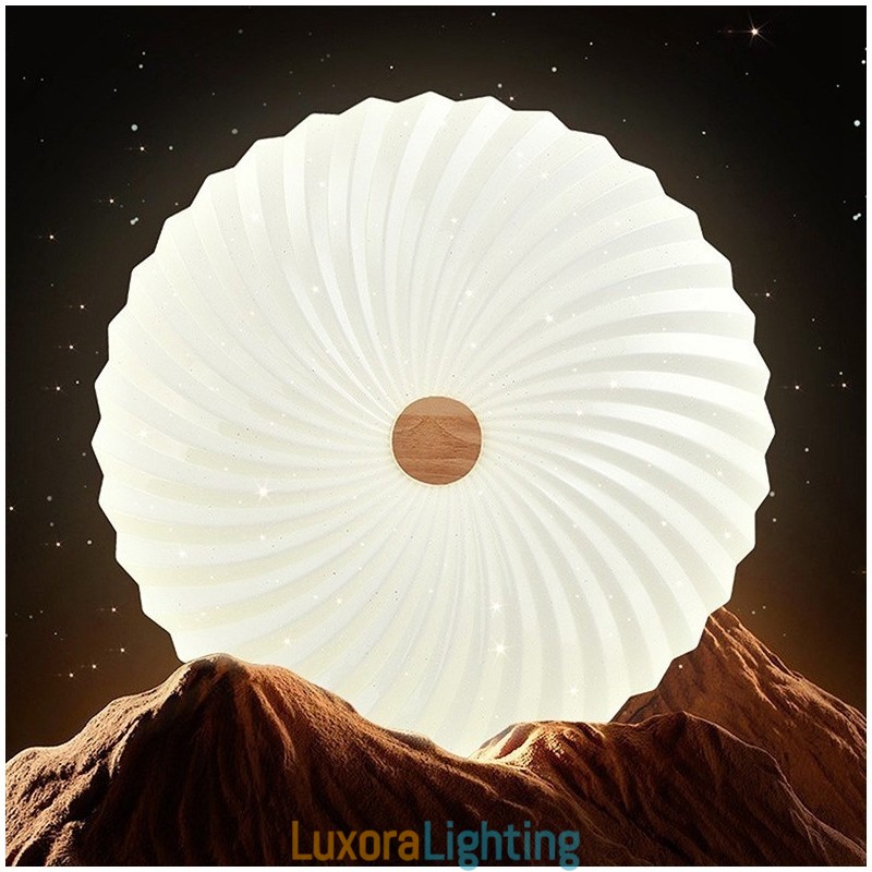 Designer Touch Decorative Nordic Round Simple Modern Solid Wood Flush Mounted Ceiling Light