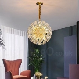 Designer Touch Decorative Nordic Spherical Brass Dandelion Crystal Pendant Light
