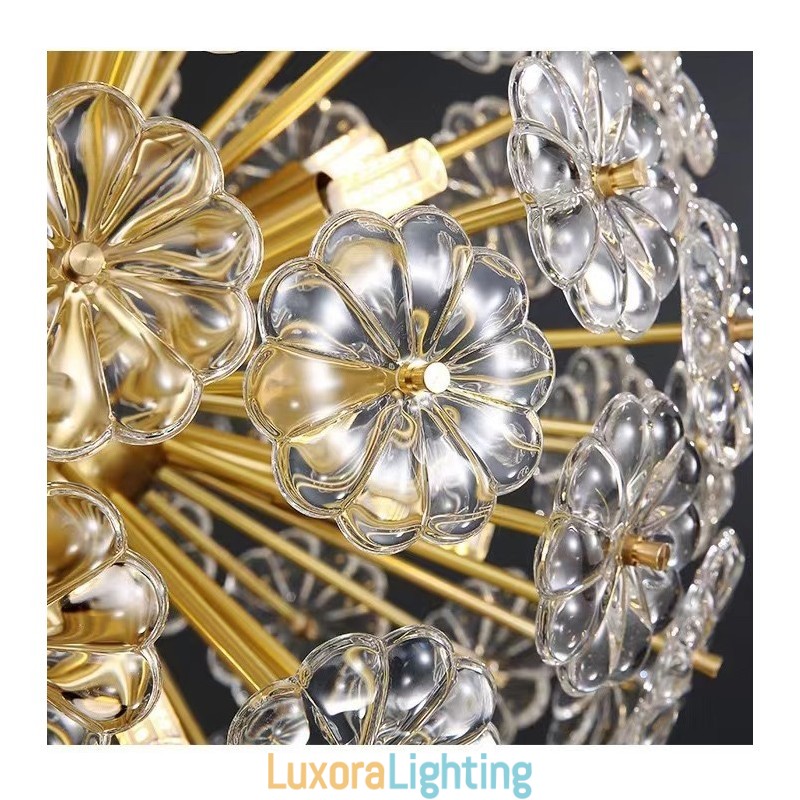 Designer Touch Decorative Nordic Spherical Brass Dandelion Crystal Pendant Light