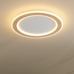 Designer Touch Decorative Round Wood Modern Flush Mount Ceiling Light Indoor Lighting Fixture