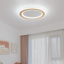 Designer Touch Decorative Round Wood Modern Flush Mount Ceiling Light Indoor Lighting Fixture
