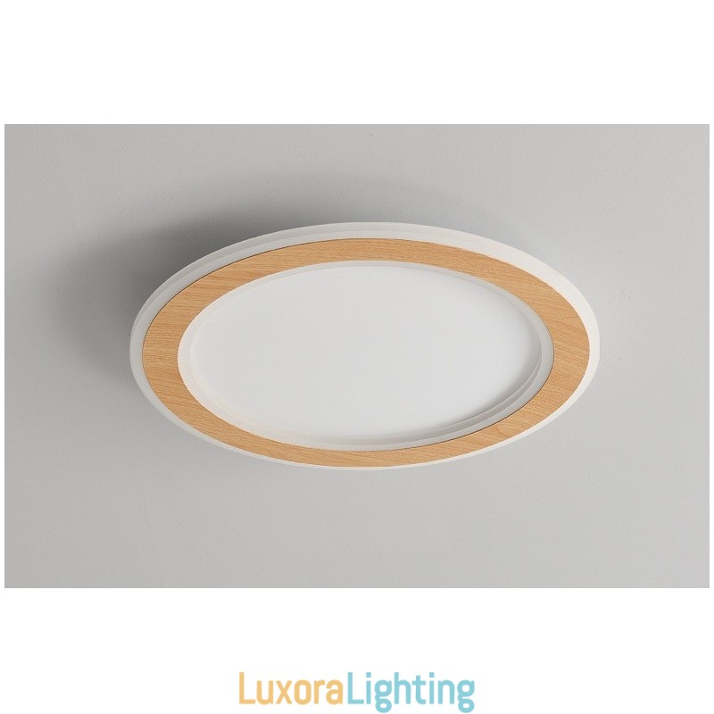 Designer Touch Decorative Round Wood Modern Flush Mount Ceiling Light Indoor Lighting Fixture