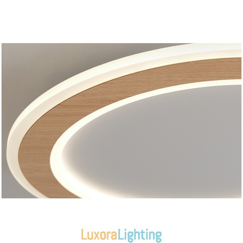 Designer Touch Decorative Round Wood Modern Flush Mount Ceiling Light Indoor Lighting Fixture
