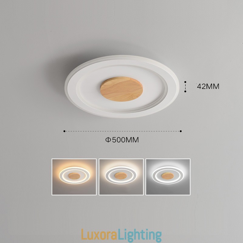 Designer Touch Decorative Round Wood Modern Flush Mount Ceiling Light Indoor Lighting Fixture