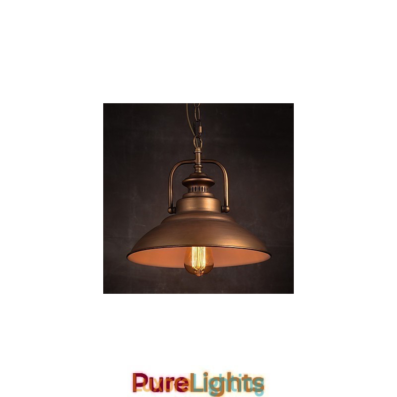 Designer Touch Decorative Retro Pendant Light with Metal Umbrella Shade in Old Factory Style