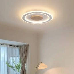Designer Touch Decorative Round Wood Modern Flush Mount Ceiling Light Indoor Lighting Fixture