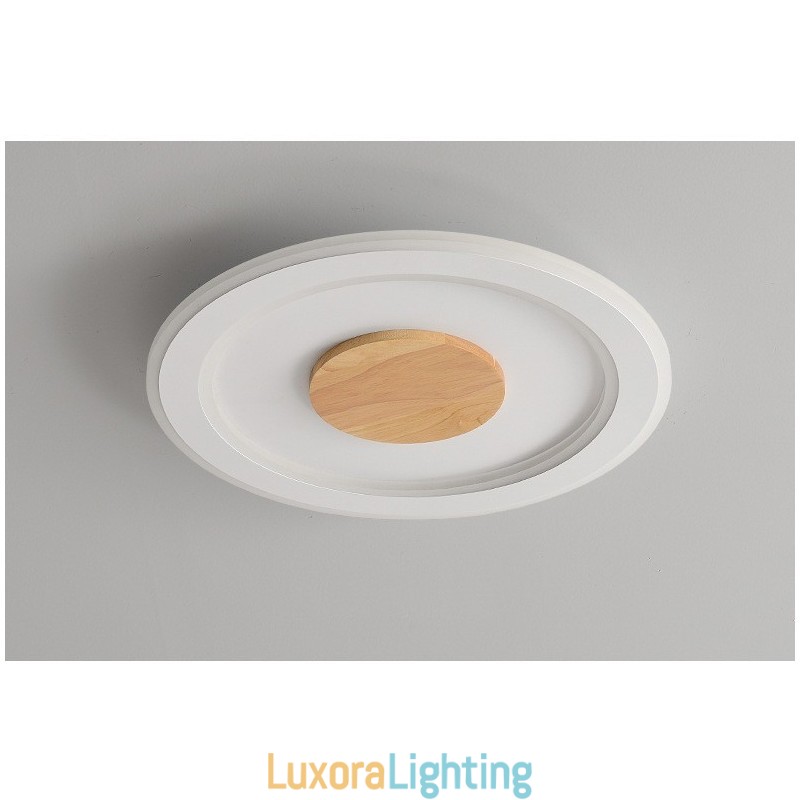 Designer Touch Decorative Round Wood Modern Flush Mount Ceiling Light Indoor Lighting Fixture