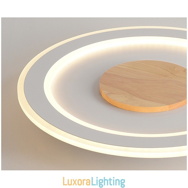 Designer Touch Decorative Round Wood Modern Flush Mount Ceiling Light Indoor Lighting Fixture