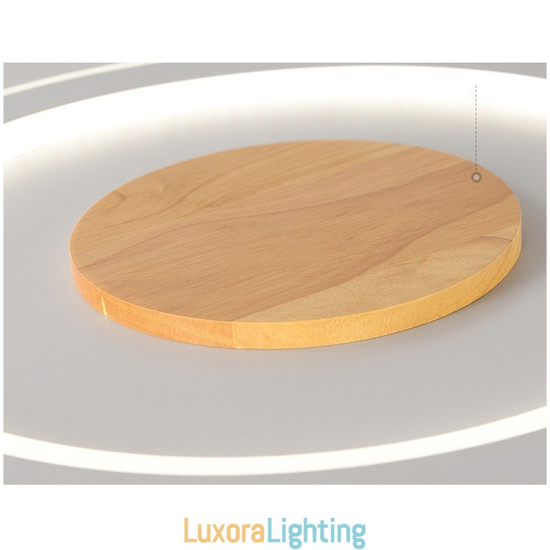 Designer Touch Decorative Round Wood Modern Flush Mount Ceiling Light Indoor Lighting Fixture