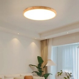 Designer Touch Decorative Round Wood Modern Flush Mount Ceiling Light Indoor Lighting Fixture