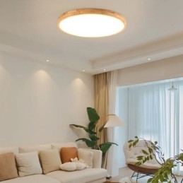 Designer Touch Decorative Round Wood Modern Flush Mount Ceiling Light Indoor Lighting Fixture