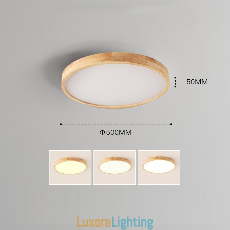 Designer Touch Decorative Round Wood Modern Flush Mount Ceiling Light Indoor Lighting Fixture
