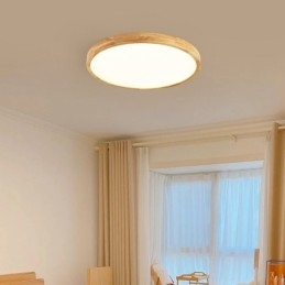 Designer Touch Decorative Round Wood Modern Flush Mount Ceiling Light Indoor Lighting Fixture