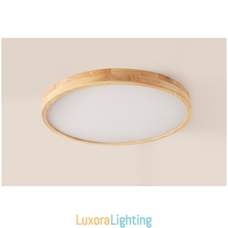 Designer Touch Decorative Round Wood Modern Flush Mount Ceiling Light Indoor Lighting Fixture