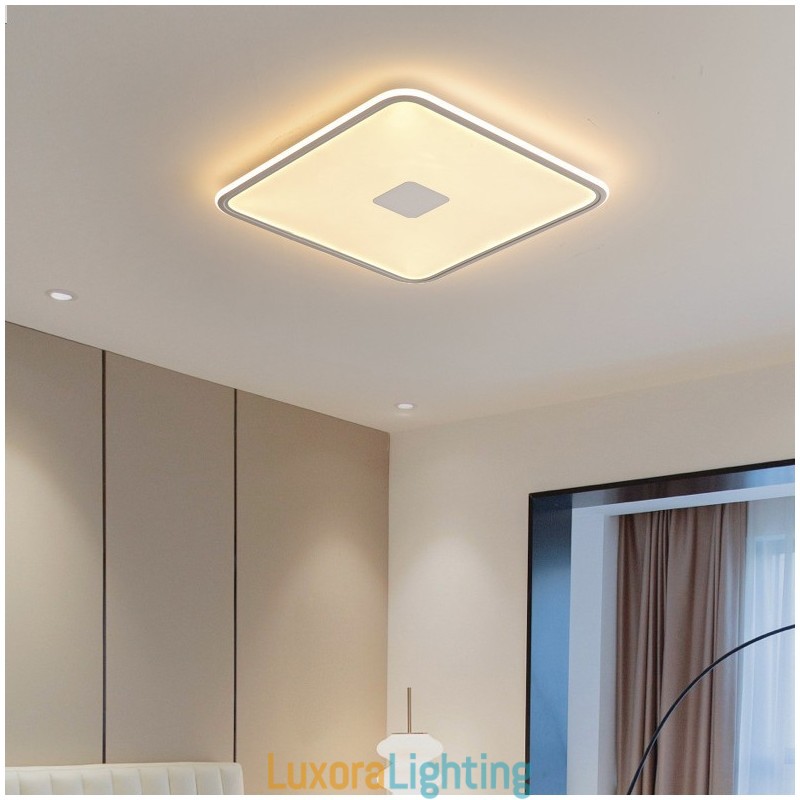 Designer Touch Decorative Modern Dimmable Square Flush Mount Ceiling Light Full Spectrum Eye Protection