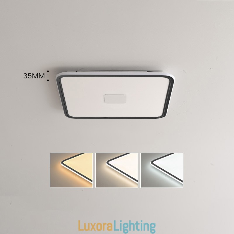 Designer Touch Decorative Modern Dimmable Square Flush Mount Ceiling Light Full Spectrum Eye Protection